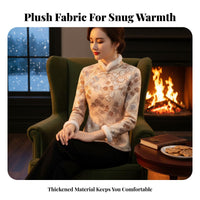 Women's Fleece Lined Ethnic Qipao Top, Modern Urban Short Style