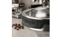 Rich Crema Stainless Steel Coffee Filter Basket Shiny Metal Single-Cup Filter Basket Black Rim Integrated Tab