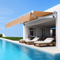 Electric Retractable Awning 2m Polyester Wall-Mounted Type Sun Shade Veranda Terrace Sun Protection UV Block