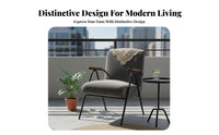 Iron Frame Armchair Minimalist Design Cushioned Lounge Chair Space-Saving Size Retro Design for Adults, Balcony, Bedroom