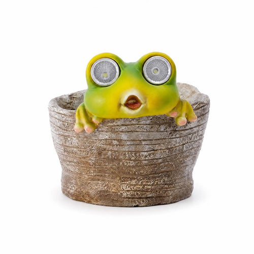 Solar Light Frog Planter Decorative Resin Frog Planter Ornament for Patio