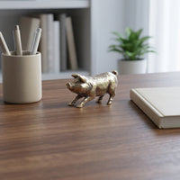 Brass Pig Figurine Antique-Finish Brass Pig Miniature for Collectors