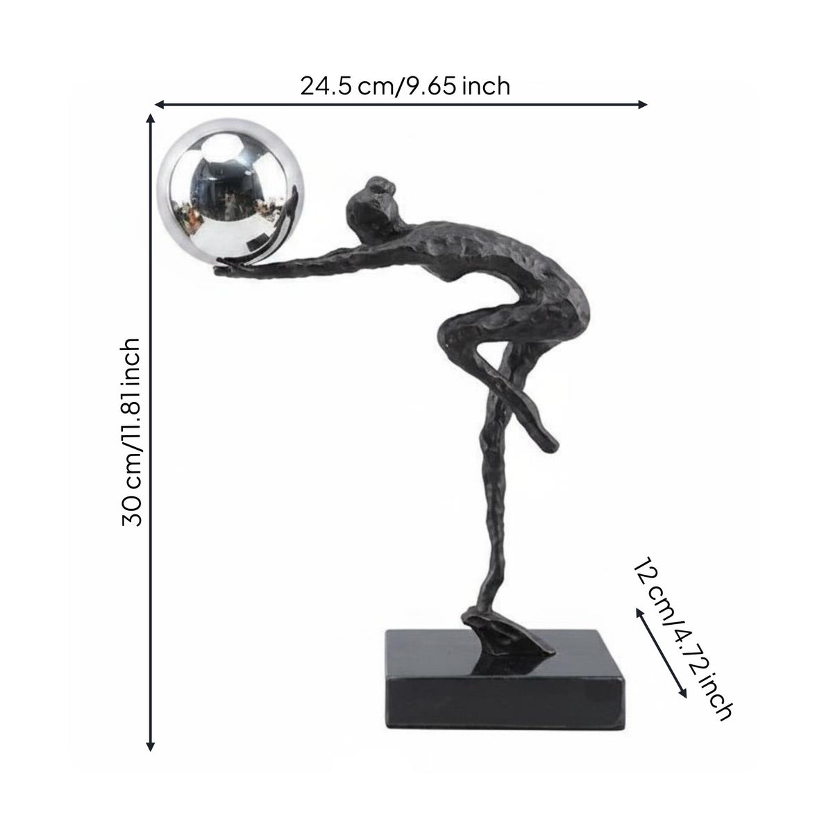 Cast Iron Decor Sculpture Metal Texture Abstract Dancer Figurine Eye-Catching Display Gymnast Statue for Living Room, Bedroom, Tv Stand