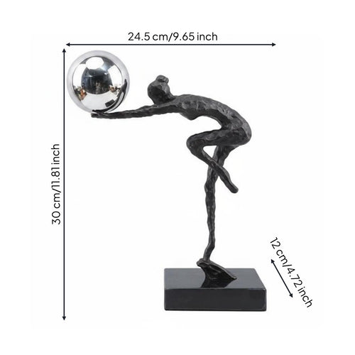 Cast Iron Decor Sculpture Metal Texture Abstract Dancer Figurine Eye-Catching Display Gymnast Statue for Living Room, Bedroom, Tv Stand