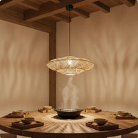 Rattan Pendant Lampshade Retro Design Woven Hanging Light Shade Rustic Elegance Boho Chandelier Shade for Dining Room