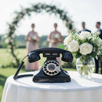 Rotate Dialing Audio Guestbook Phone Bronze Handle Audio Guest Book Namecard Tray Vintage Guest Book Phone Easy to Use for Wedding Planners, Party, Hotel