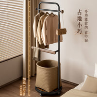 Bedroom Floor Coat Rack with Laundry Basket, Mobile, Space-Saving