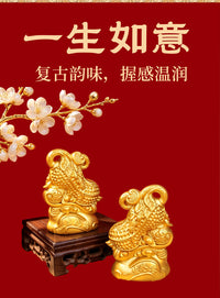 金色一生如意摆件好事发生乔迁新居开业送礼酒柜玄关桌面装饰摆件
