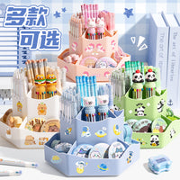 Rotating Pencil Holder, Large Capacity, High Appearance, Student Desktop Multi-Functional Storage Box, Double-Layer 360-Degree Rotating Creative Style