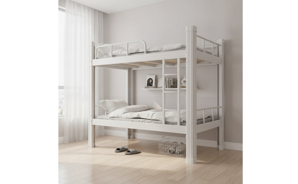 Metal Bunk Bed Easy Climbing Bunk Bed with Ladder Space Saving Furniture for Teens, Students, Shared Bedroom, Dorm Room, Small Apartment