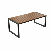 4-Person Slatted Table and Chair Combo Easy to Clean Patio Dining Set Umbrella Hole Included Stackable Chairs for Adults, Garden