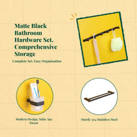 Matte black towel bar set