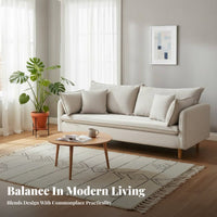 Japanese aesthetic Corduroy Settee Retro Sofa space-saving Living Room Furniture Minimalist for Apartment Dwellers, Interior Design aficionados, Young Adults, Studio Flat, Lounge Area, Bedroom, Home Creamice