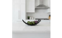 Arched Grid Fruit Tray Low-Profile Sculptural Fruit Holder Rustic-Modern Tabletop Decoration for Dining Table