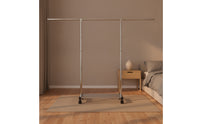 Freestanding Rolling Clothes Rack with Shelf Lockable Clothes Rack with Wheels Space-Saving Storage Furniture Portable for Balcony