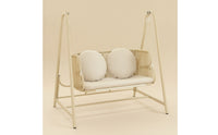 Cushioned Double Swing Chair Freestanding Hanging Chair with Stand Woven Hanging Loveseat Outdoor for Living Room