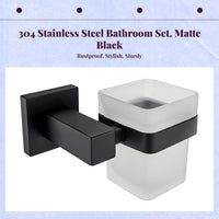 Matte Black Bathroom Accessories Set, No-Drill, Wall Mounted