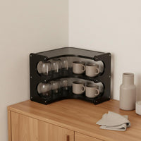 Black Corner Organizer Rack Stable Structure 2-Tier Countertop Shelf Heavy Duty