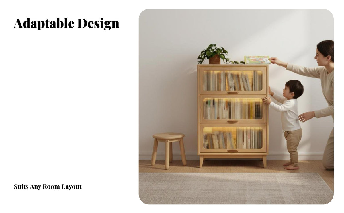 dustproofbrisproof dustproofsign Multi-Tier Shelf with Transparent Doors Floor-Standing Multi-Tier Cabinet with Doors bookshelf for Book Lovers, Homeowners, Collectors, Living Room, Study, Bedroom