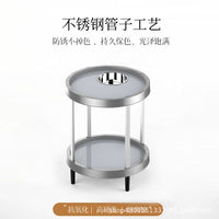 麻将机茶几双层棋牌室专用烟缸茶水架麻将桌边几茶水桌轻奢圆茶几