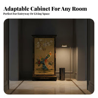 European design Hand-Painted 2-Door Cabinet Gold Foil embellishments Sideboard Multifunctional Home Furniture Ample Storage for Interior Design aficionados, Homeowners, Entryway, Hallway, Living Room, Bedroom