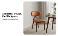 Durable Wood Frame Wooden Side Chair with Leather backrest Walnut Finish Upholstered Side Chair Modern & fhardwoodion accent Seating Padded Seat for Apartment Dwellers, Design aficionados, Interior Designers, Dining Room, Study, Office, Kitchen