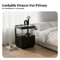 2-Drawer Nightstand with Accessible Shelf No Assembly Required for Lounge Area