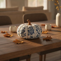 Floral Textile Pumpkin Shabby Chic Stuffed Pumpkin Soft Decorative Pumpkins Artisan-Made for Mantel