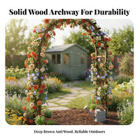 Wooden Garden Arch Outdoor Trellis Arbor Rose Support Solid Wood Weather Resistant Structure Metal Reinforced Suitable for Homeowners Event Planners Pathway Entrance Courtyard Patio