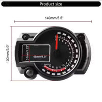 Universal Motorcycle Digital Speedometer Odometer Tachometer 7-Color Waterproof