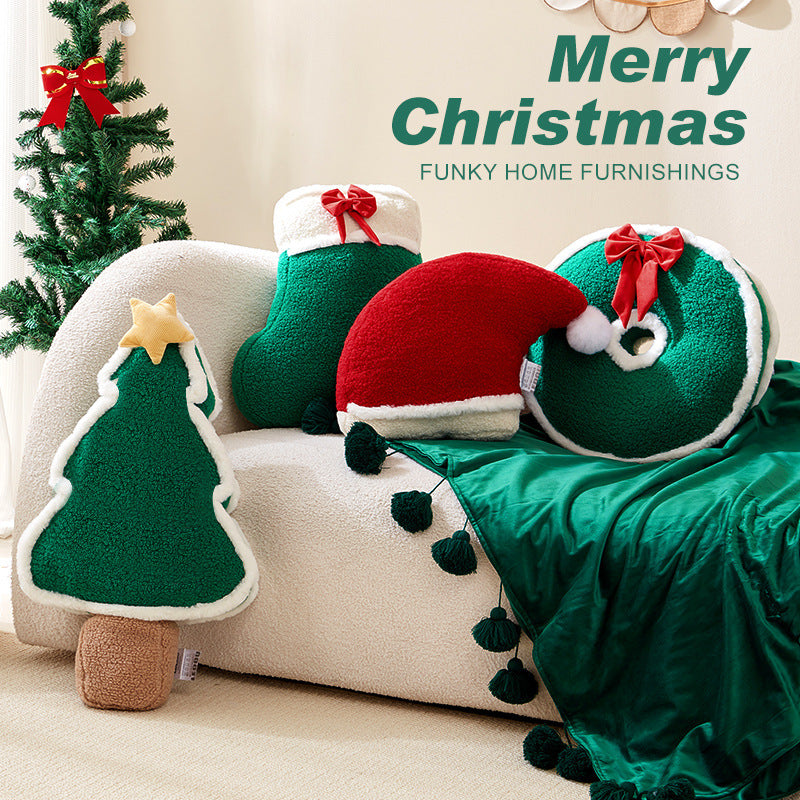 2025 Christmas Throw Pillow Decorative Plush Cushion