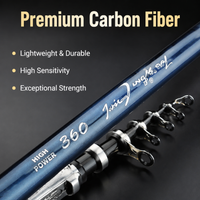 Carbon Fiber Telescopic Fishing Rod, 5 Section Very Hard Fishing Pole, Portable Freshwater Fishing Rod for Stream, Reservoir, Pond