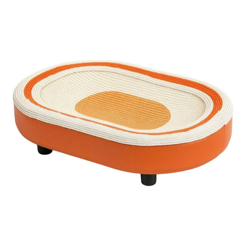 Cat Scratching Lounge with Wooden Frame Oval Pet Furniture Compact for Kittens