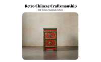 Two-Door Painted Chest Chinese design Storage Cabinet Multifunctional Distressed Finish for homeowners, Living Room