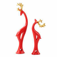 Deer Figurines with Gold Antlers Elegant Deer Ornament Golden for Shelf, Couples