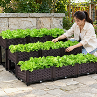 Planter Box Outdoor, Tiered Vertical Garden for Balcony, Stackable Reinforced Raised Base, Dark Brown Vegetable Planting 37-280cm