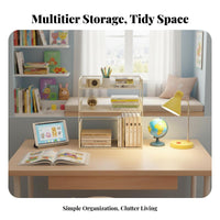 Multitier Desk book organizer Sturdy Construction Desktop Shelf Easy Assembly