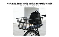 Long-Lasting Construction Large Capacity Bike Basket Thickened Frame Heavy Duty Cycle Basket Rust-Resistant for Cyclists, Daily Commute