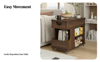Adjustable C-Shaped Table with casters Rolling Cart Easy Assembly for Sofa Side