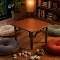 Carbon-Steel Frame Folding Square Game Table 18 Mm Thick Top Folding Game Table Rounded Edges Home Furniture Walnut Finish