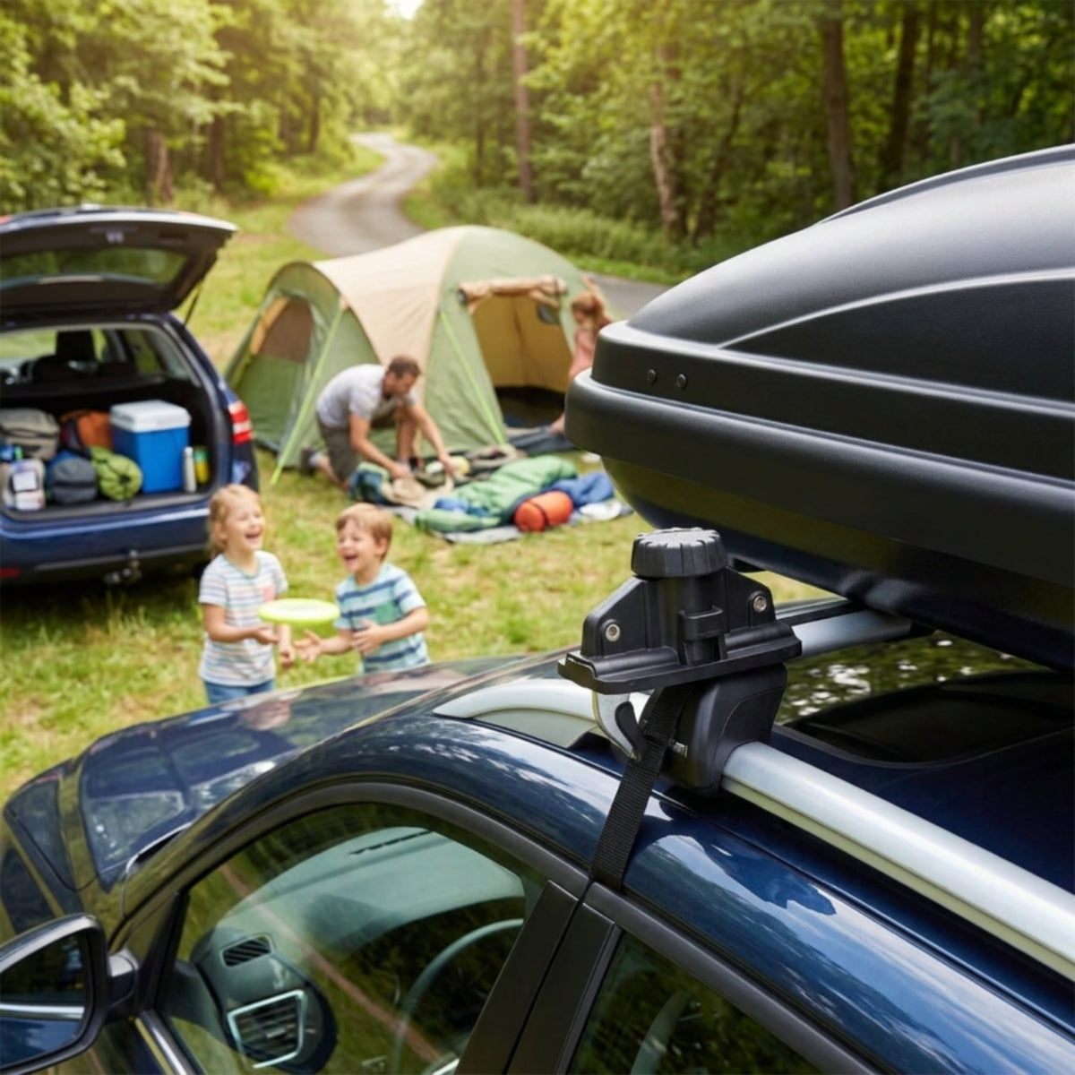 4 Pieces Secure Roof Box Mounting Clamp with Strap Stable Roof Box Fastening Clamp Sturdy Car Part Compact for Travel