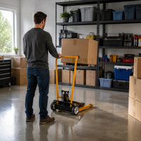 Low-Height Hydraulic Stacker Truck Compact Hand Push Stacker Light-Duty Manual Lift Truck Easy to Operate for Warehouse, Stockroom, Garage