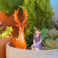 Fairy and Deer Ornament Glow in the Nighttime Fairy Garden Figurines Miniature Deer Figurine for Bonsai Display, Yard Decor