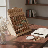 Card Display Rack with Dividers Stable Wooden Display Stand Versatile Organizer for Desk