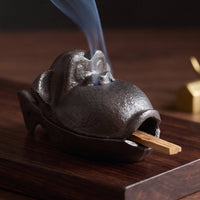 Monkey Ash Receptacle Cast Iron Primate Scent Holder Rustic Ash Receptacle with Hinged Lid for Smokers, Tea Table, Office Desk, Bar