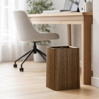 Wood-Grain Trash Can with Lid | Rectangular, Trash Can with Wheels, for Living Room
