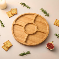 Bamboo Cheese Board and Set Includes Ceramic Bowls for Housewarming, Hosts