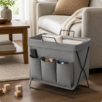 Standing Storage Basket Metal Stand Textile Organizer Basket for Bedroom
