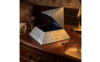 Pyramid Jewelry Box Engraved Pattern Tin Alloy Jewelry Box Open Interior