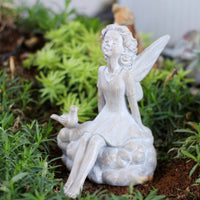 Fairy Garden Statue Cement Color Finish Resin Angel Sculpture for Balcony